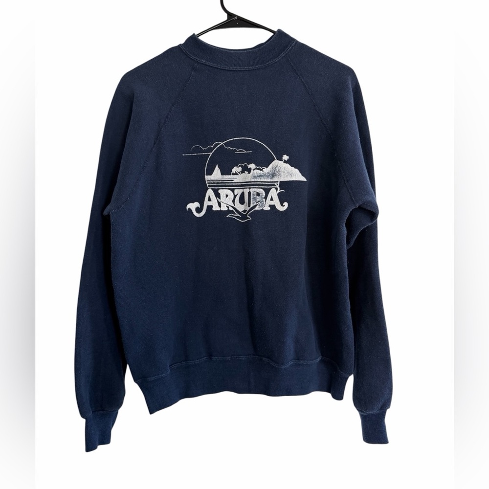 Vintage 1970’s navy blue Aruba woman’s pullover sweatshirt size L